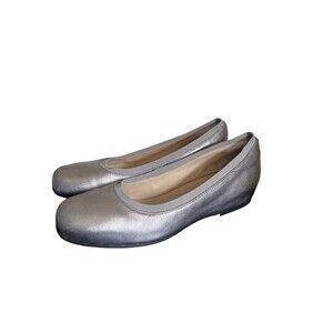 ABEO Cadence Silver Hidden Wedge  Ballet Flats Womens 9 Neutral Leather